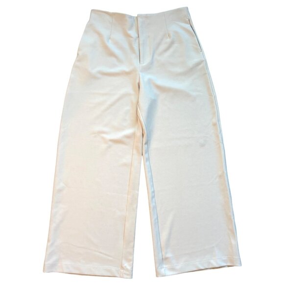Abercrombie & Fitch Pants Size 14 Short / 32 Creme Crepe Wide Legs High Rise - Picture 1 of 9